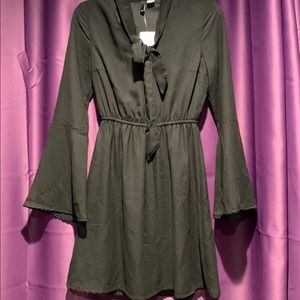 H&M Black Bell Sleeve Skater Dress US Size 4